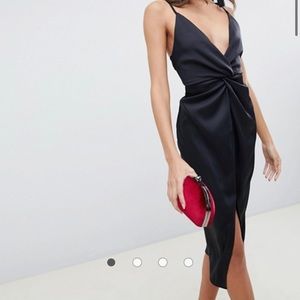 ASOS Black Satin Midi Dress